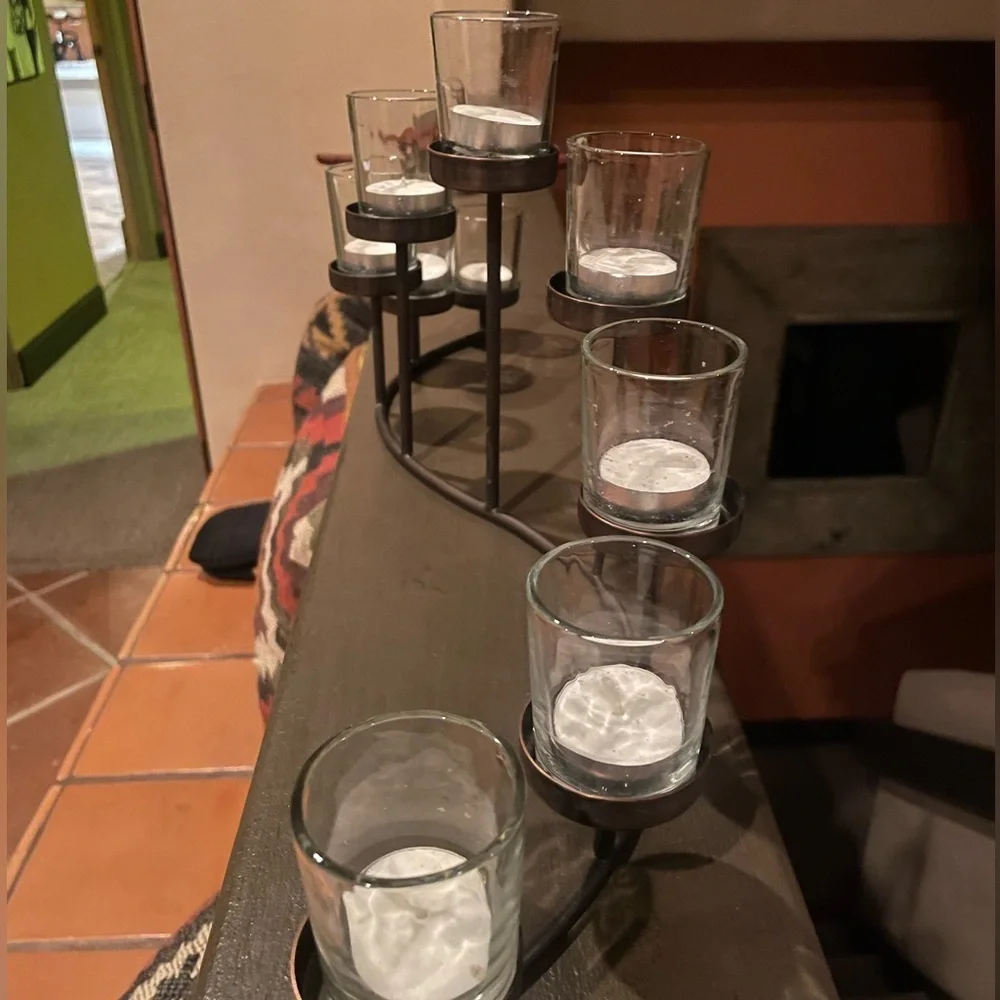 Metal candle opera with glass votives